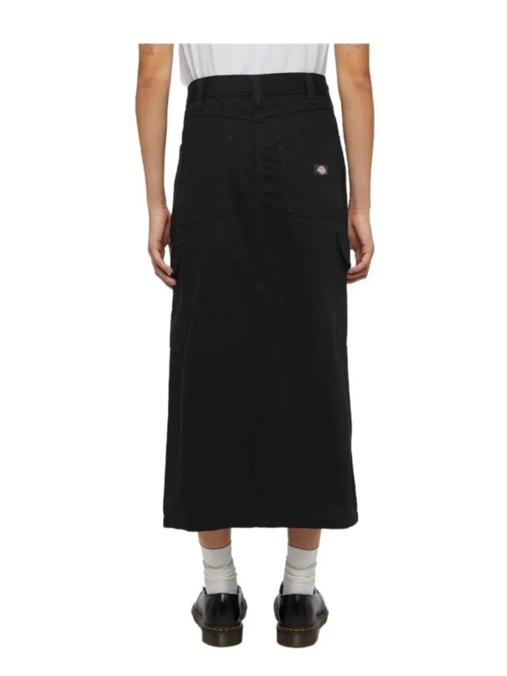 $65 Dickies Women’s Woven Duck Long Skirt Cargo Pockets In Black Size 25